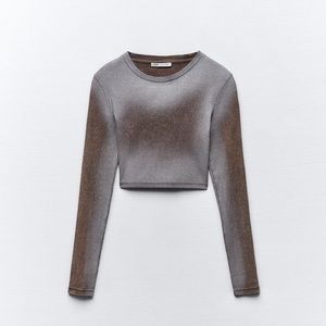 SPRAY PAINT EFFECT WASHED CROP T-SHIRT